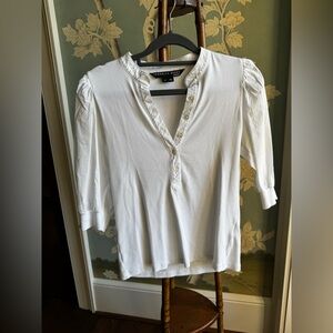 Veronica Beard white puffed sleeve white top